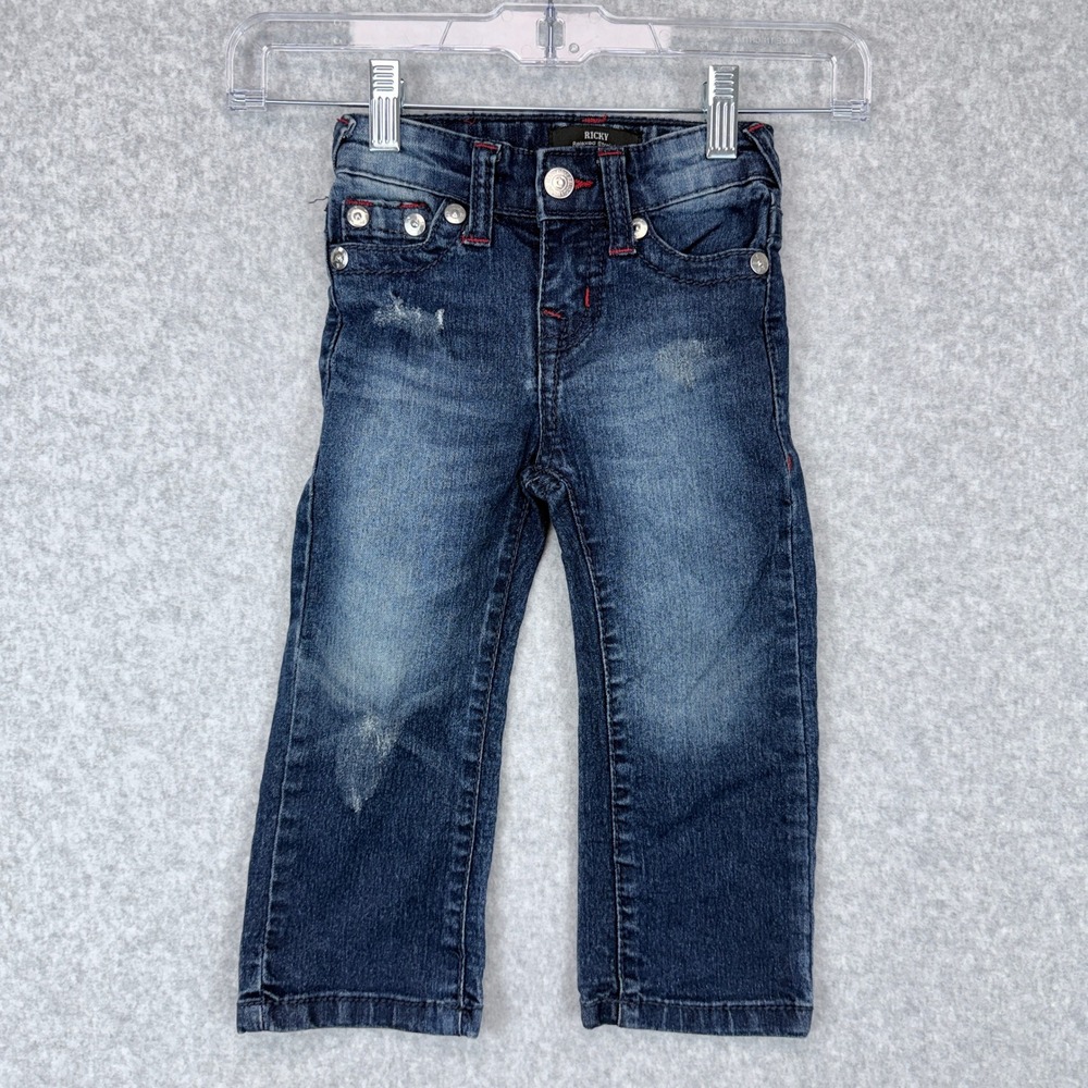 True Religion Ricky Relaxed Straight Jeans Kids 2T Blue Denim Streetwear Casual - Picture 1 of 7